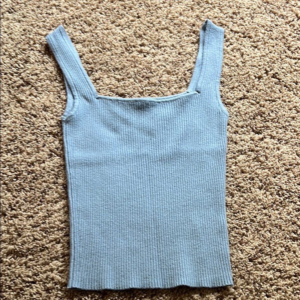SO Blue Stretchy Ribbed Cotton Junior Size Small Sleeveless Tank Top
